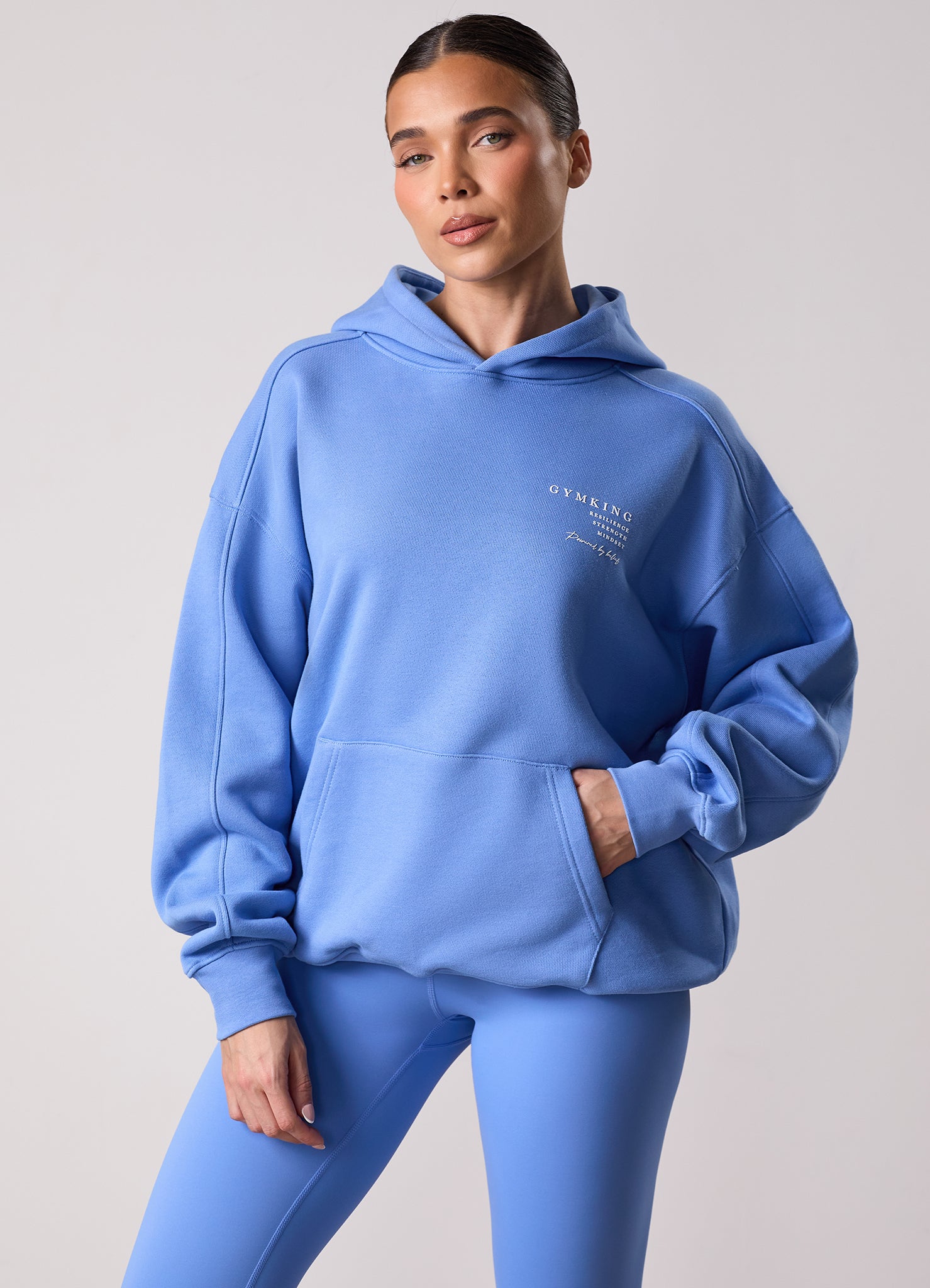 Gym King Define Oversized Hood Tracksuit - Iris Blue